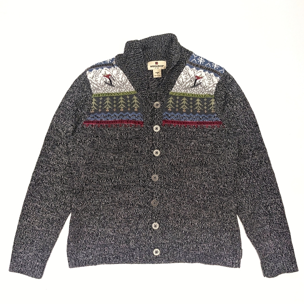 Woolrich Grey Skier Cardigan Sweater